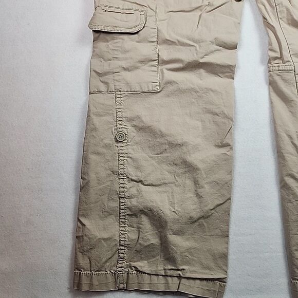 Style & Co Womens 14 Khaki Embroidered Roll Tab Hem Capri Pant Capri Drawstring - Picture 12 of 12